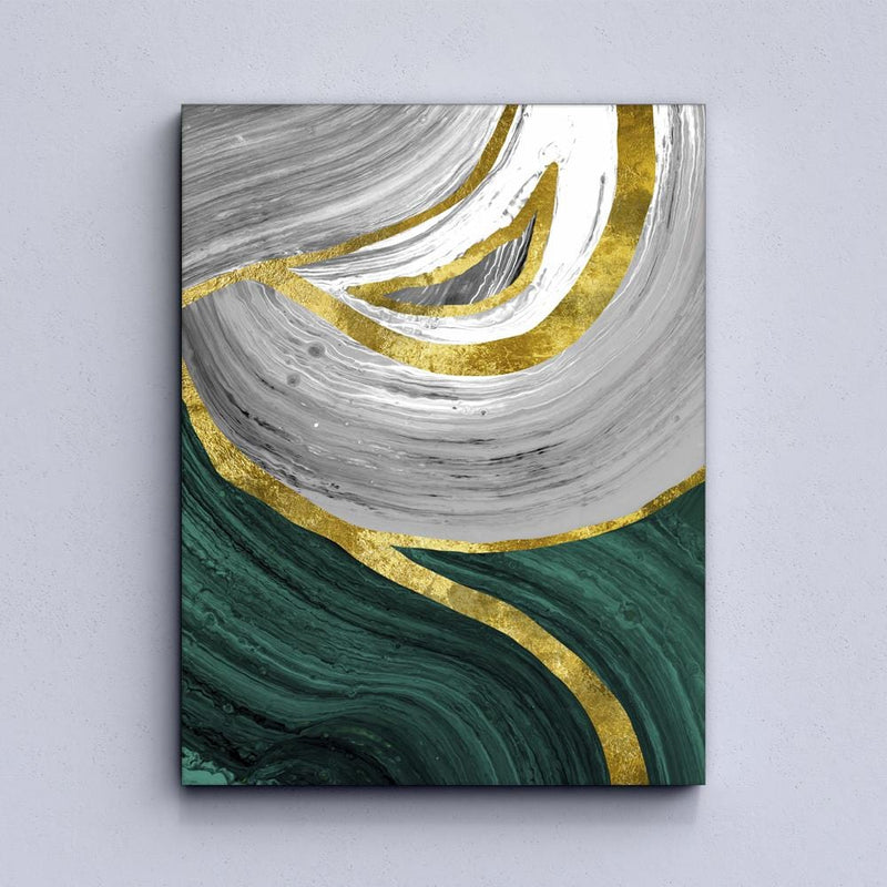 Gold Green Geometric Abstract Canvas