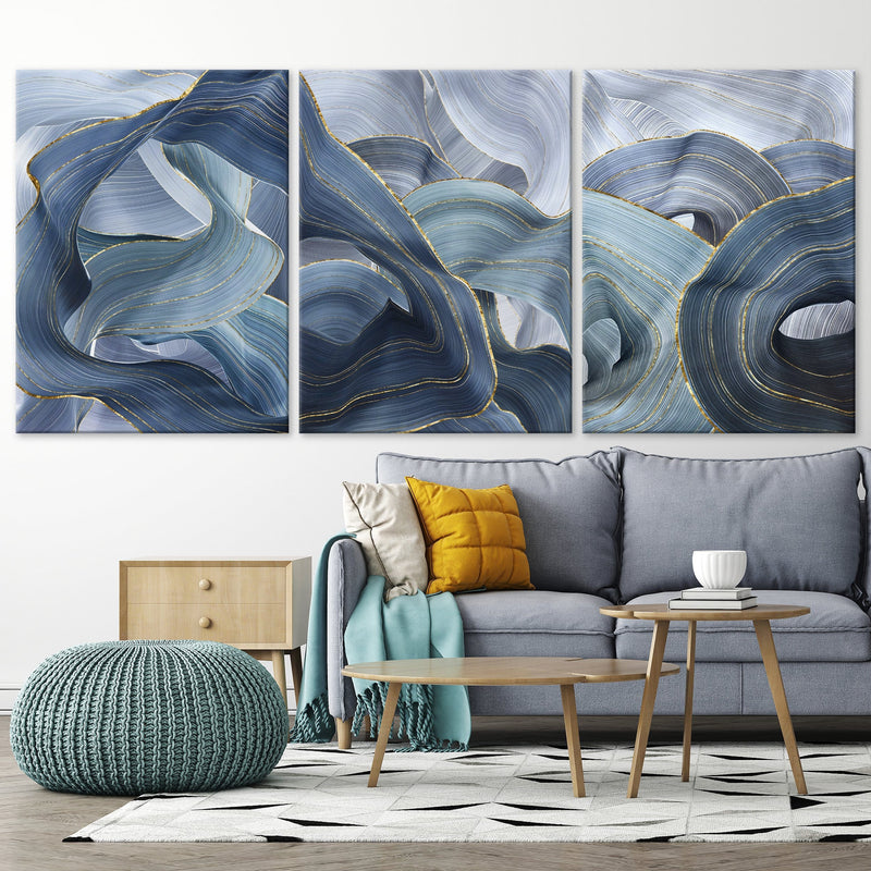 Golden Blue Abstract Canvas