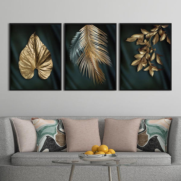 Golden Leaves Abstract Canvas