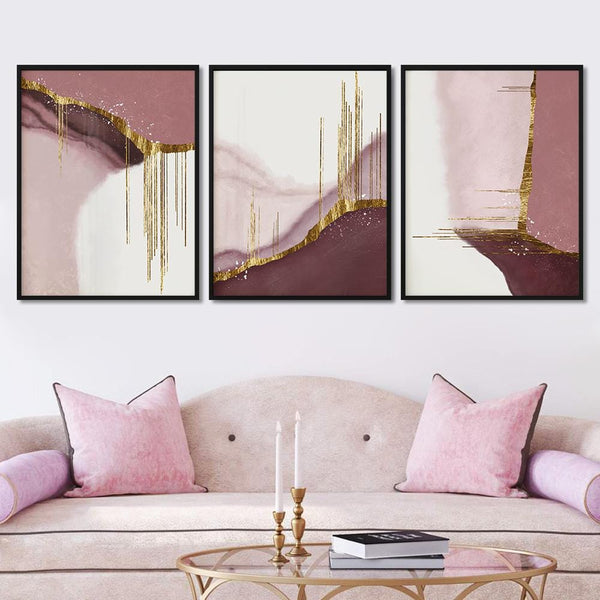 Golden Pink Abstract Canvas