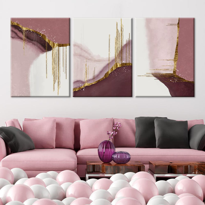 Goldene rosa abstrakte Leinwand