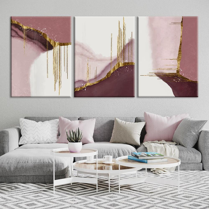Golden Pink Abstract Canvas