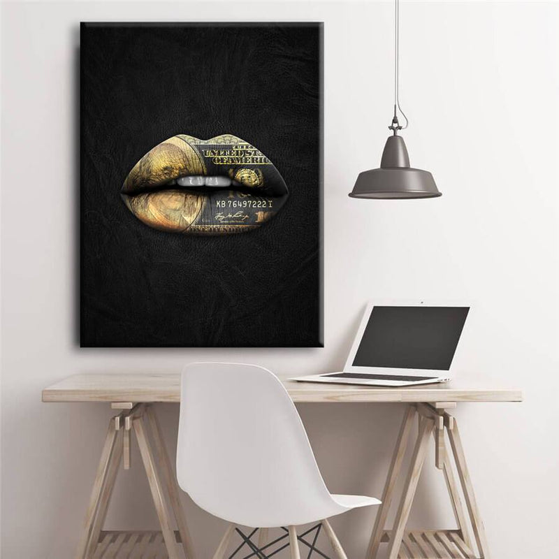 Goldene Lippen-Leinwand
