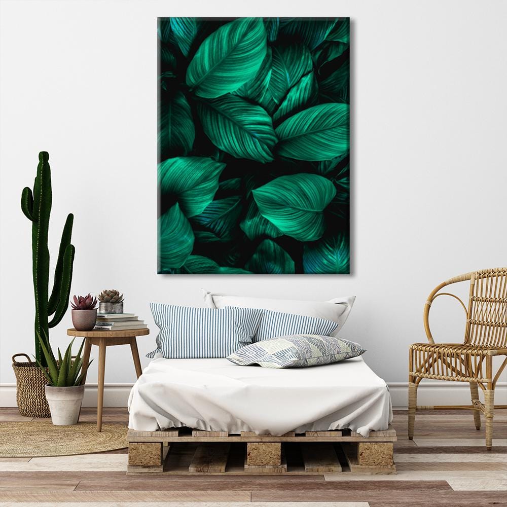 Green Tropical Leaves Canvas