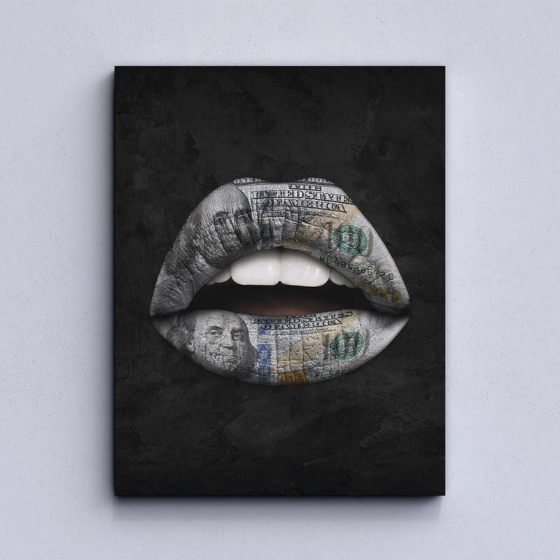Lips Dollar Black Canvas