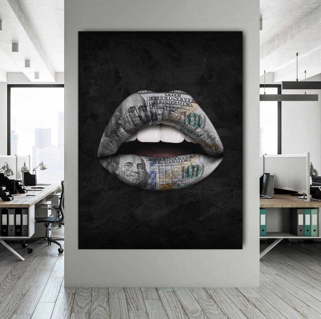 Lips Dollar Black Canvas