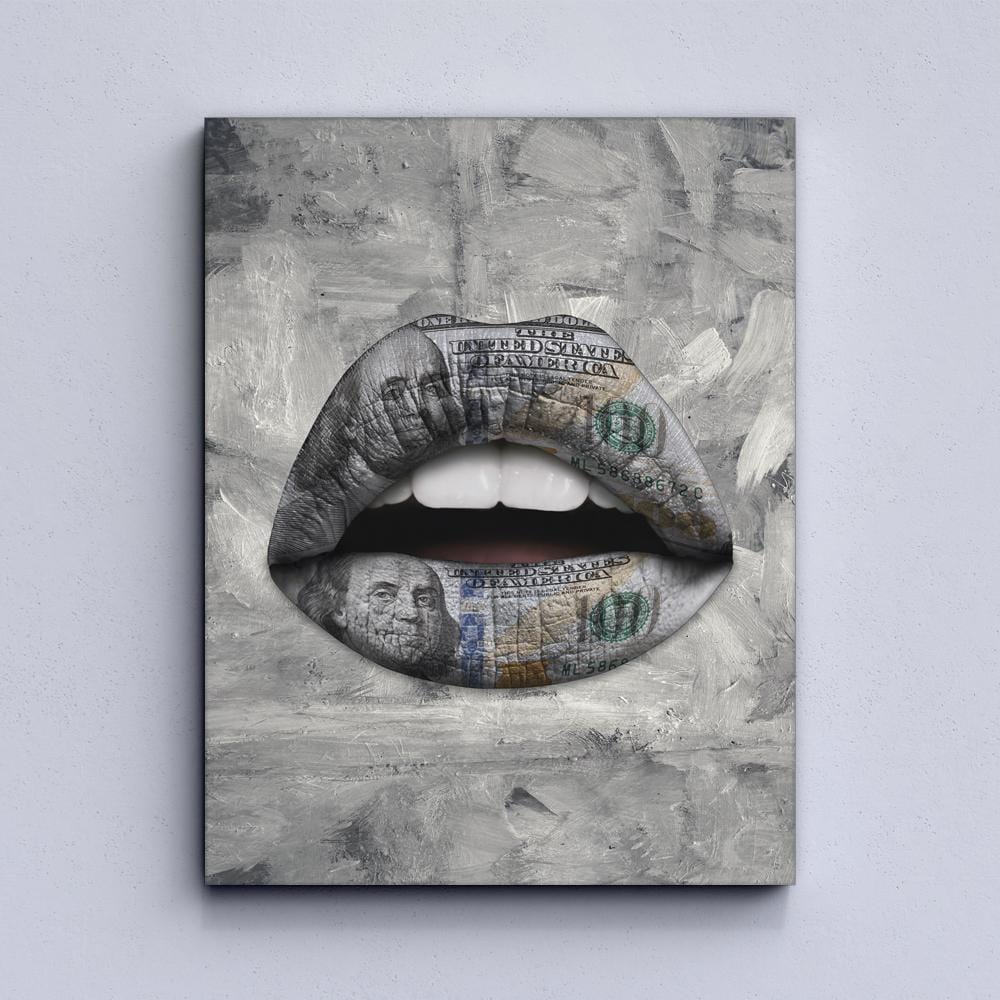 Lips Dollar White Canvas