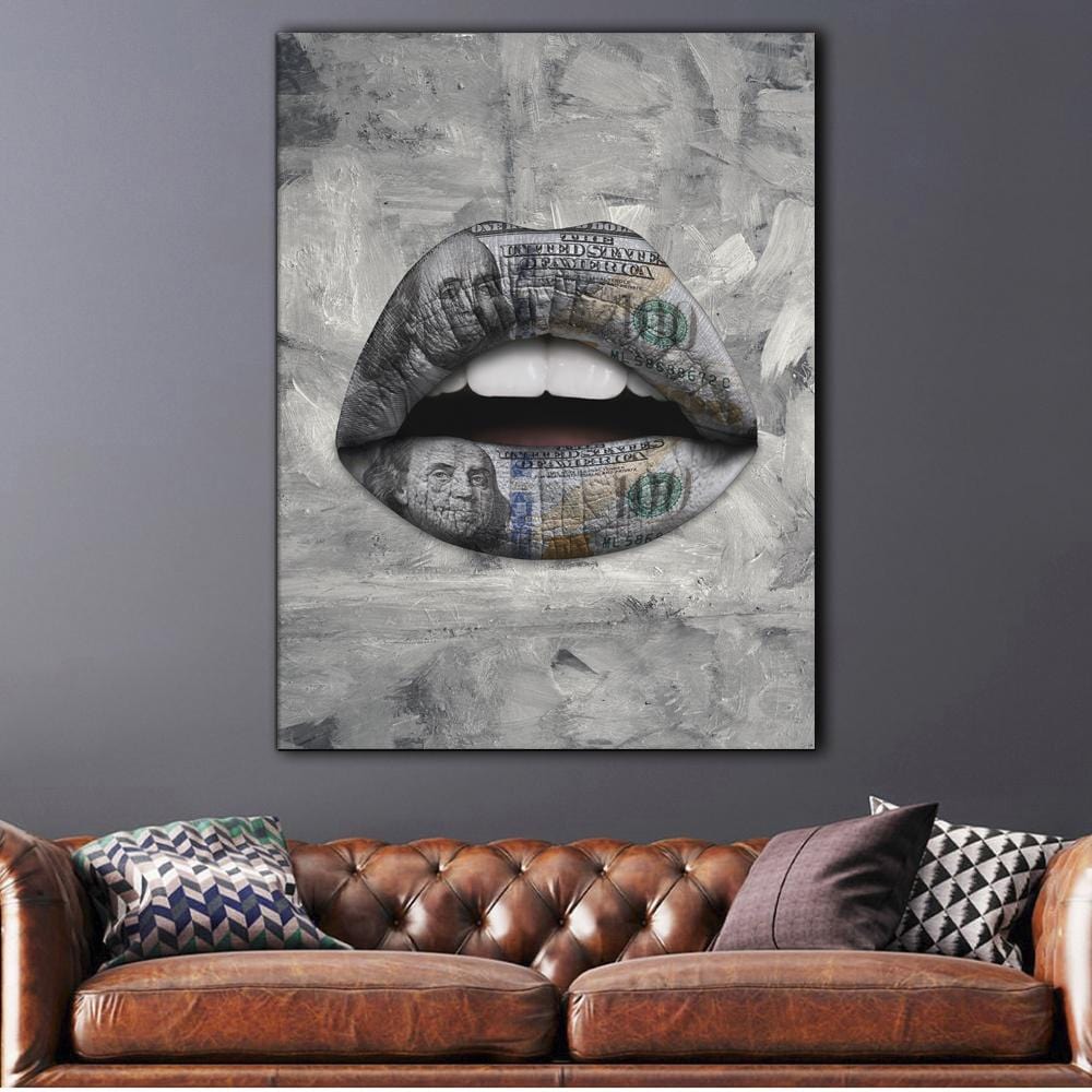 Lips Dollar White Canvas