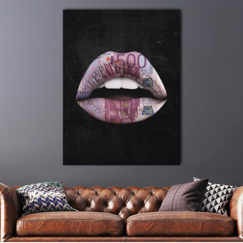 Lips Euro Black Canvas