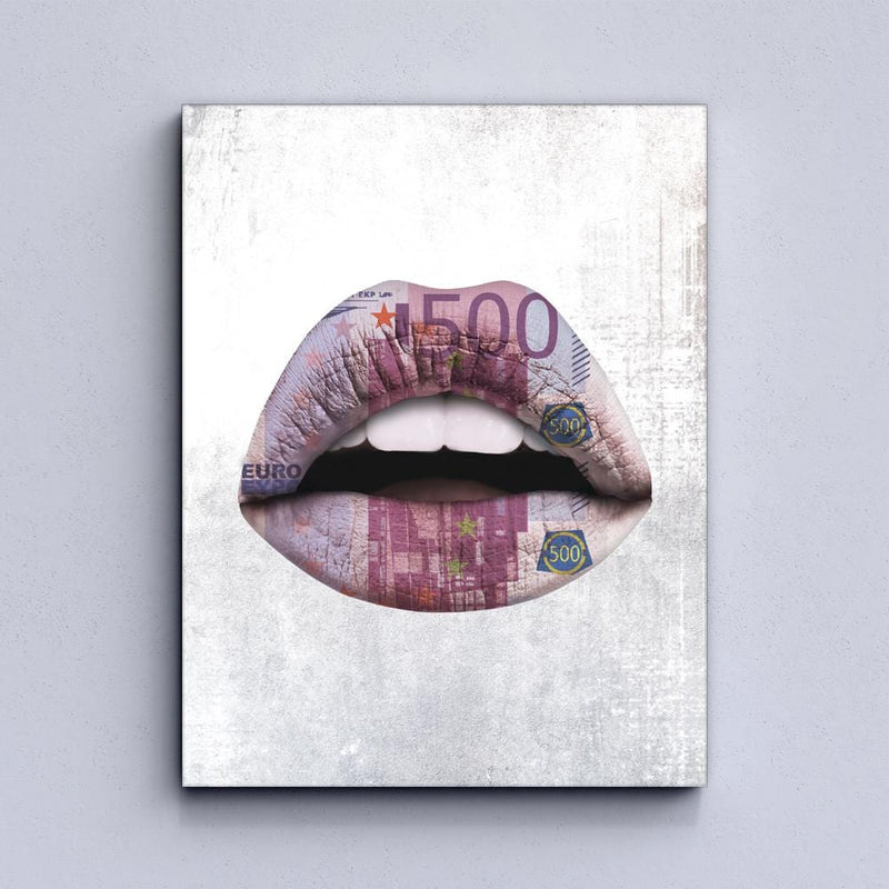 Lippen Euro weiße Leinwand