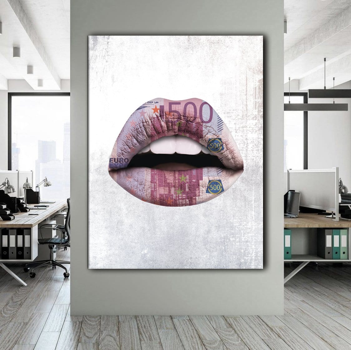 Lips Euro White Canvas