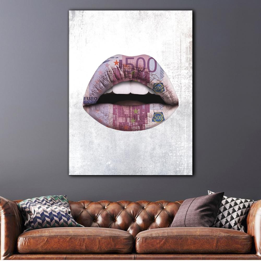 Lips Euro White Canvas