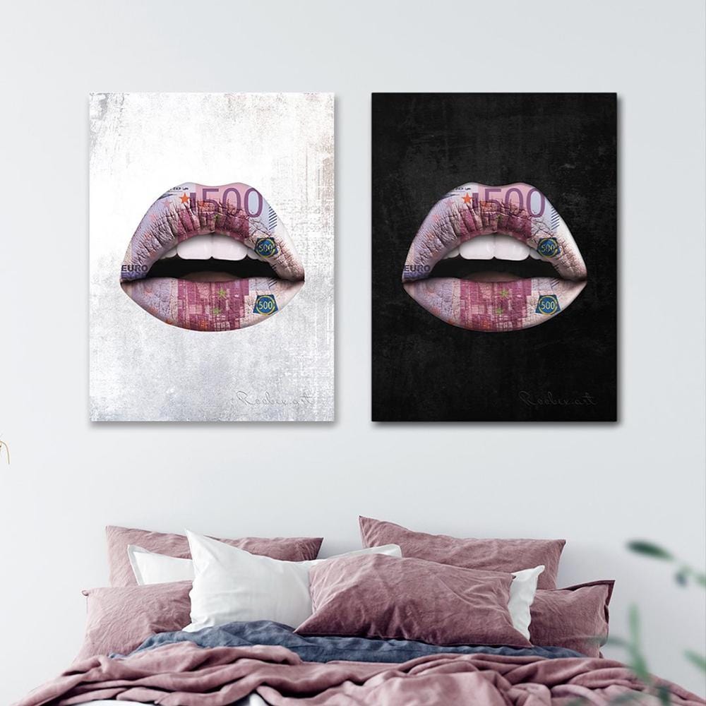 Lips Euro White Canvas