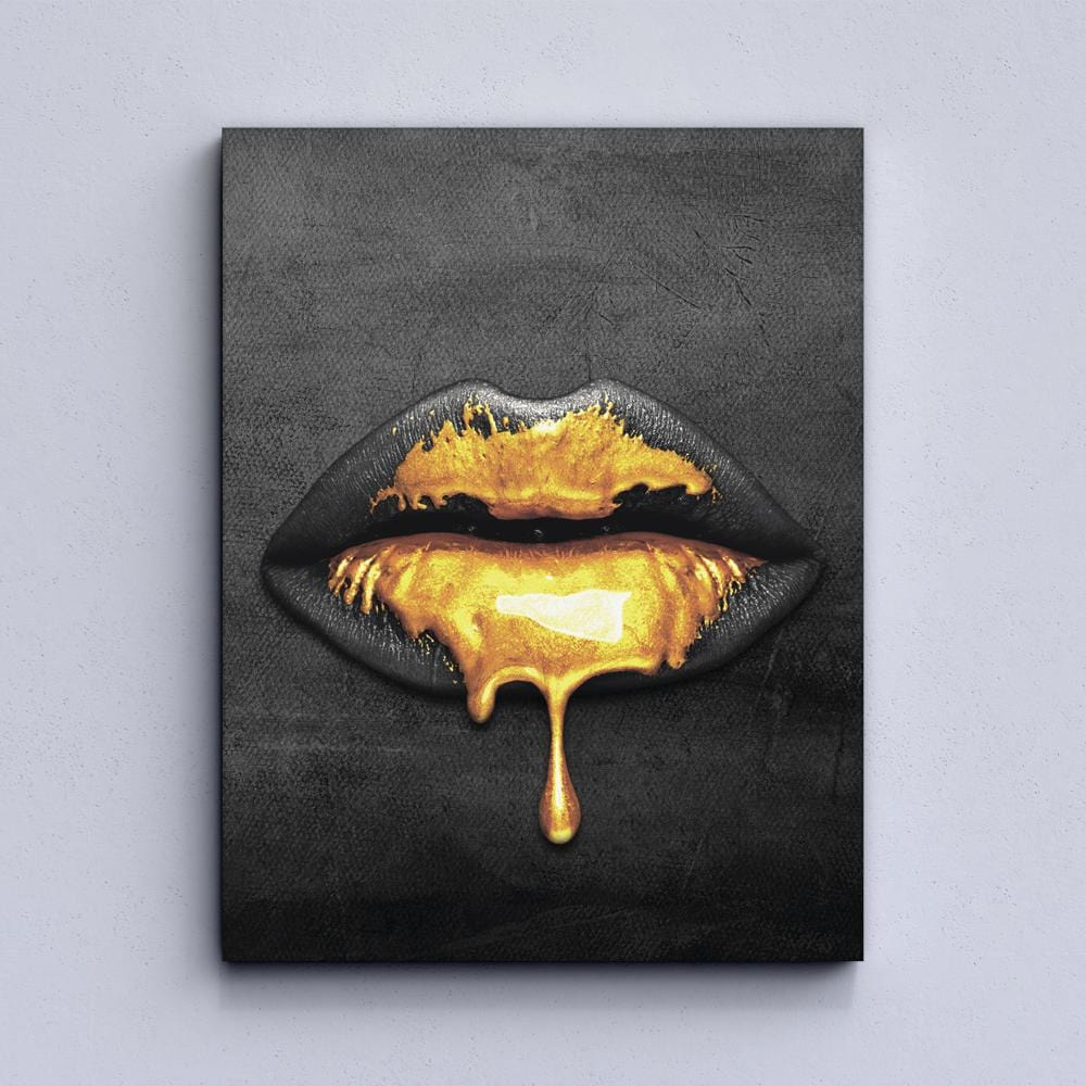 Lips Golden Drop Canvas