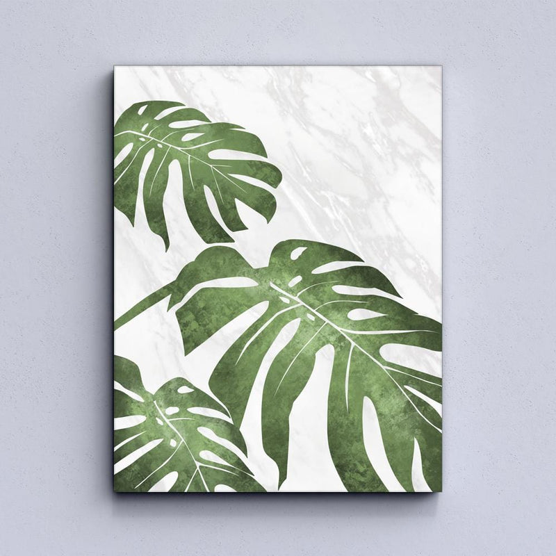 Marmor-Leinwand mit tropischen Blättern