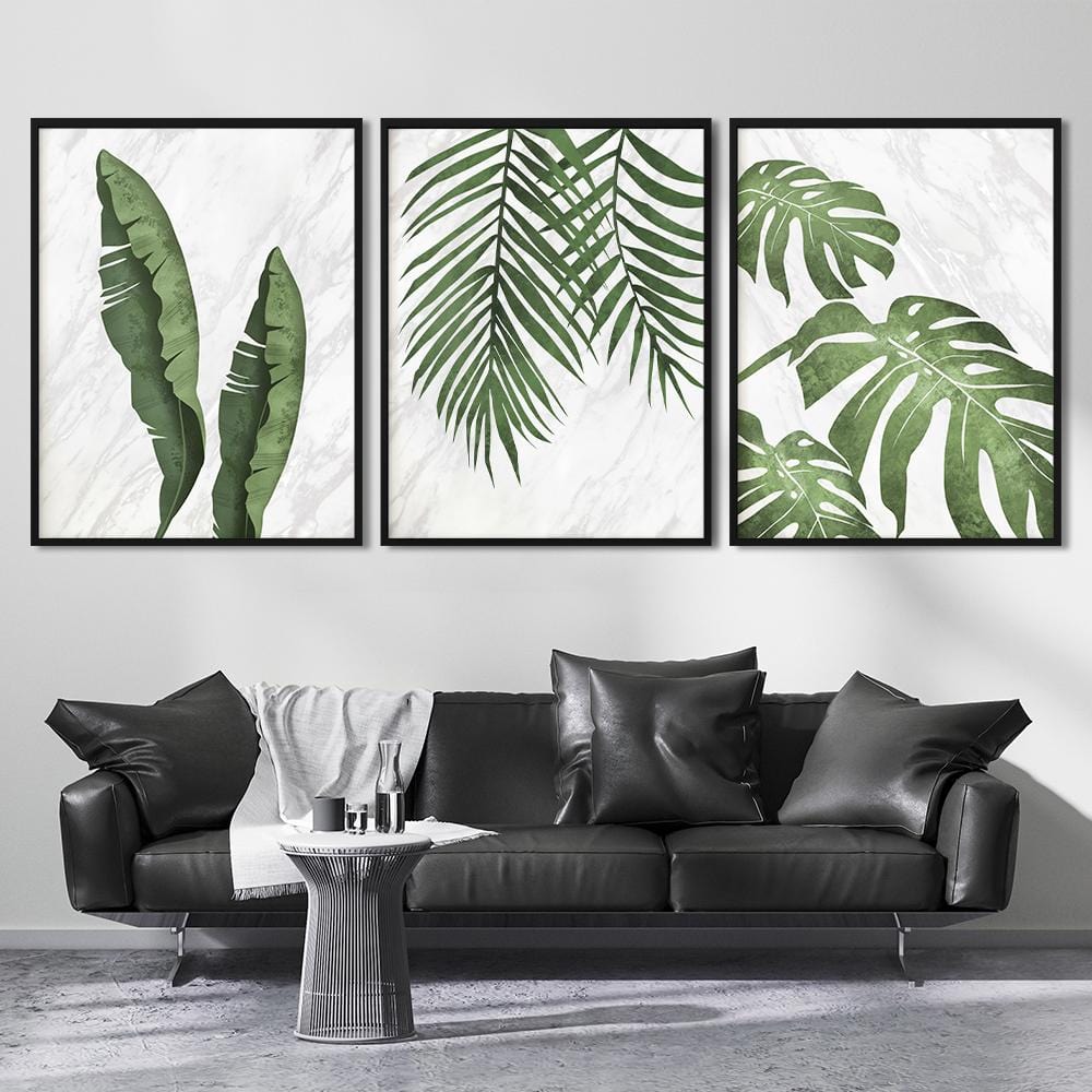 Marble Tropical Leaf Canvas