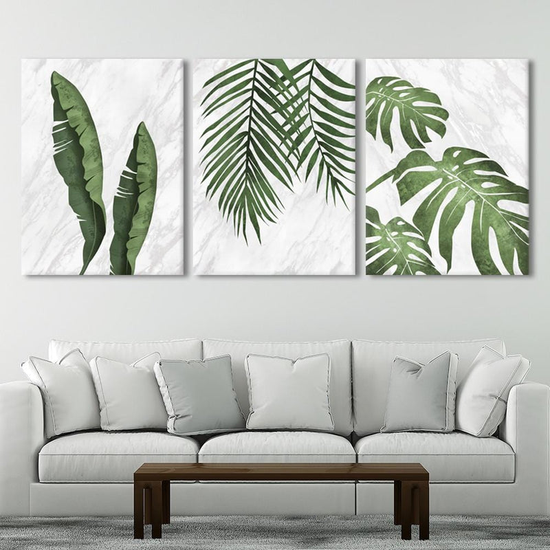 Marble Tropical Leaf Canvas