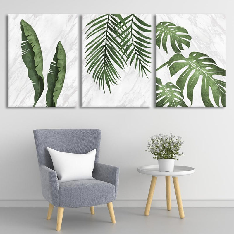 Marble Tropical Leaf Canvas