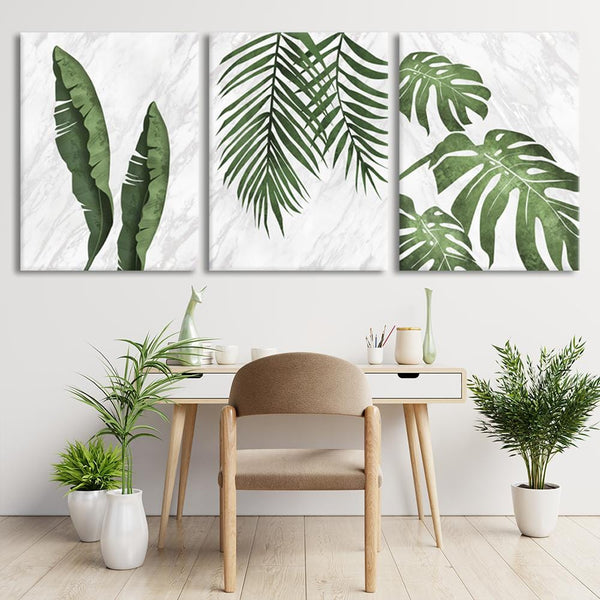 Marmor-Leinwand mit tropischen Blättern