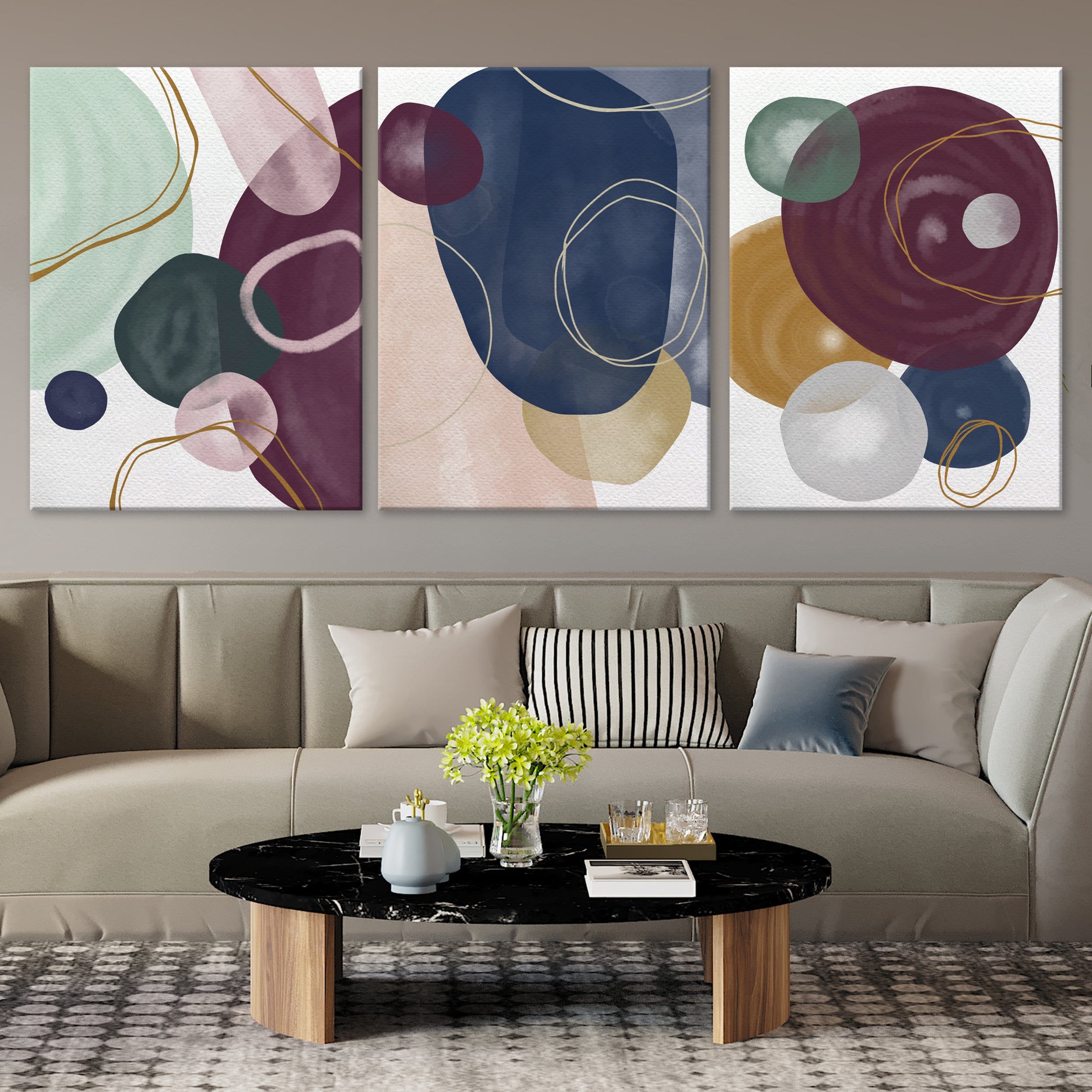 Minimalismus-Aquarell-Spots-Leinwand