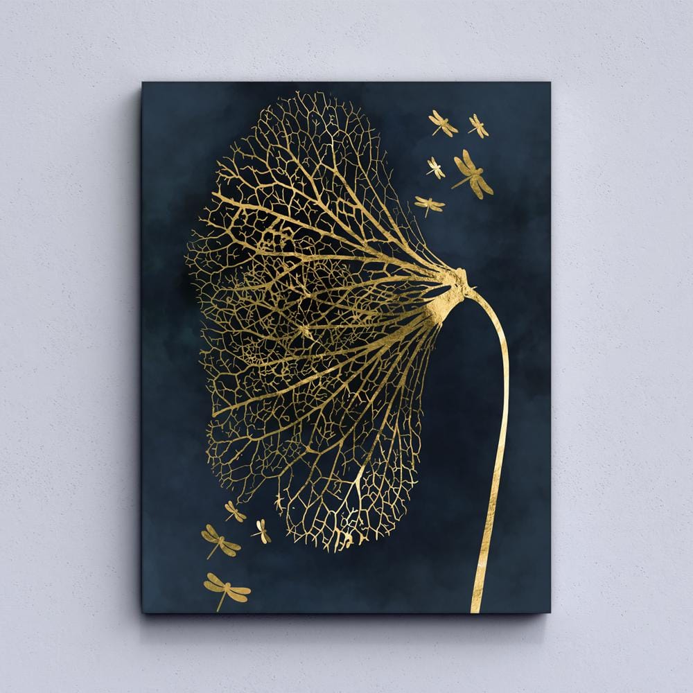 Modern Blue & Gold Butterfly Canvas