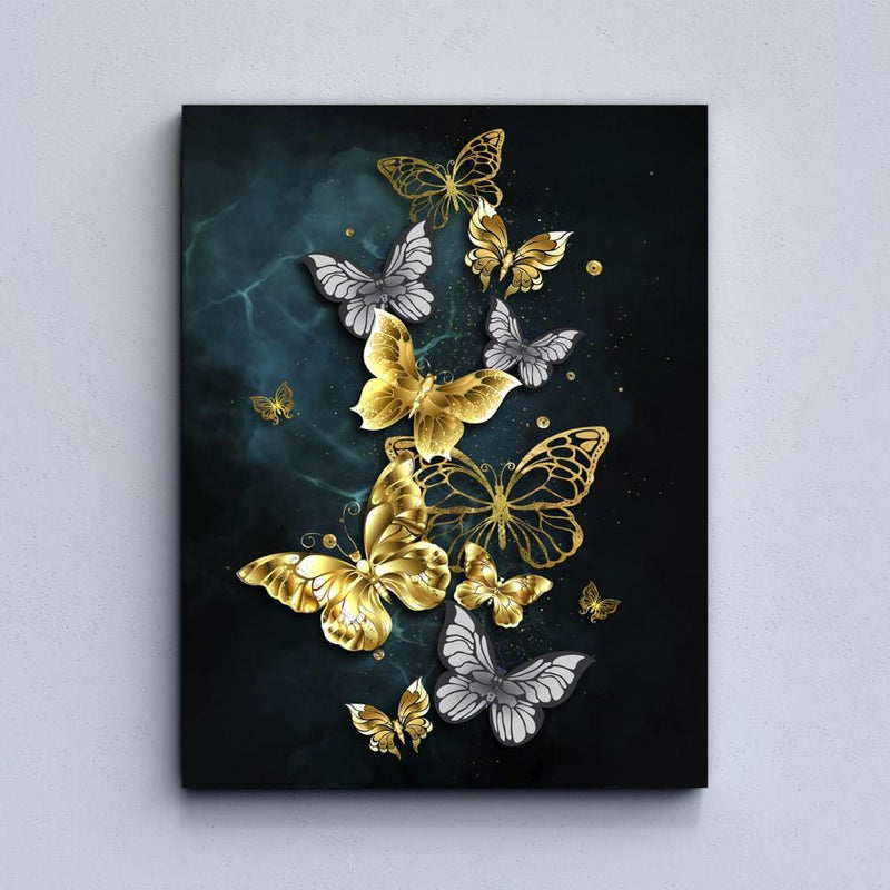 Modern Blue & Gold Butterfly Canvas