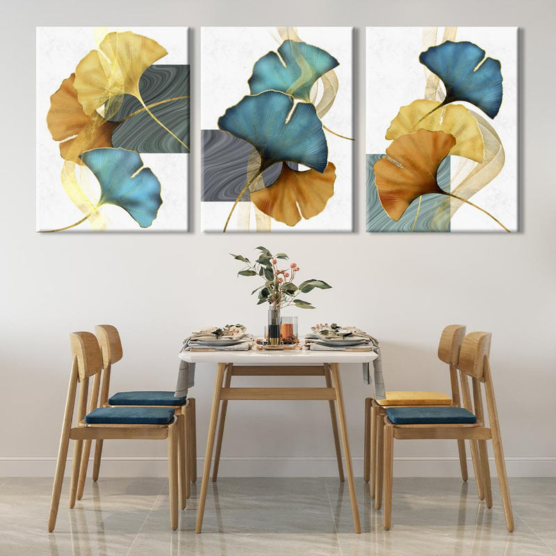 Nordic Gold Leaf Abstract Canvas