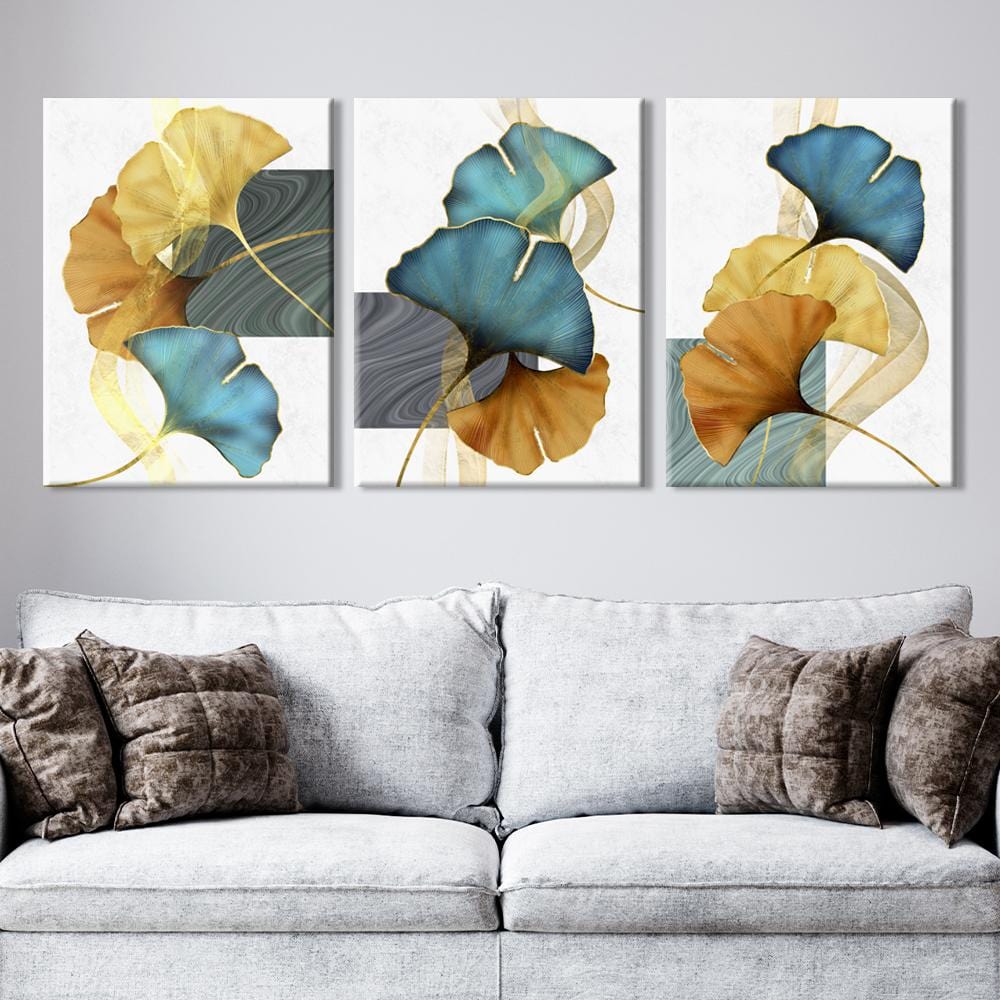 Nordic Gold Leaf Abstract Canvas