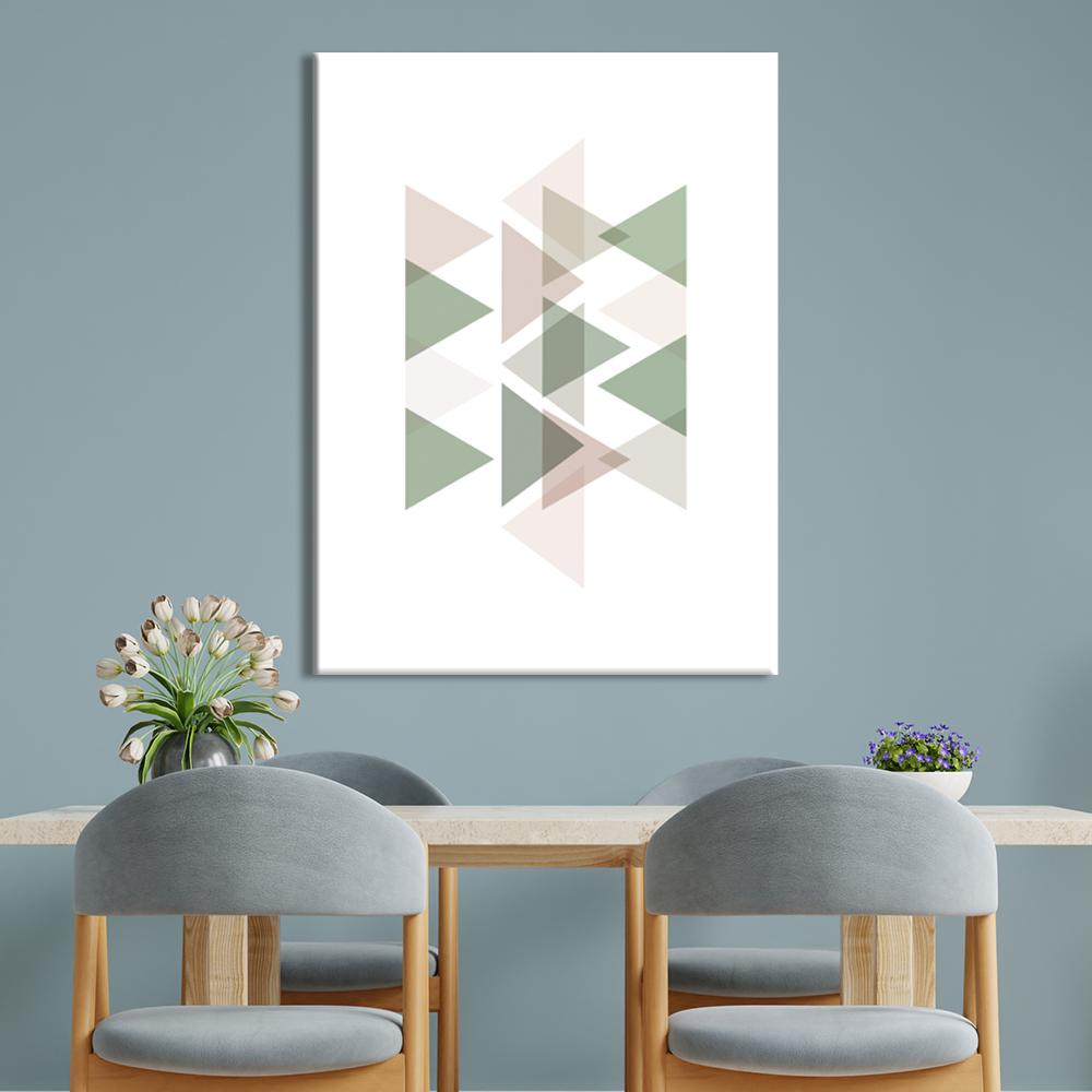 Pastel Triangles Green Canvas