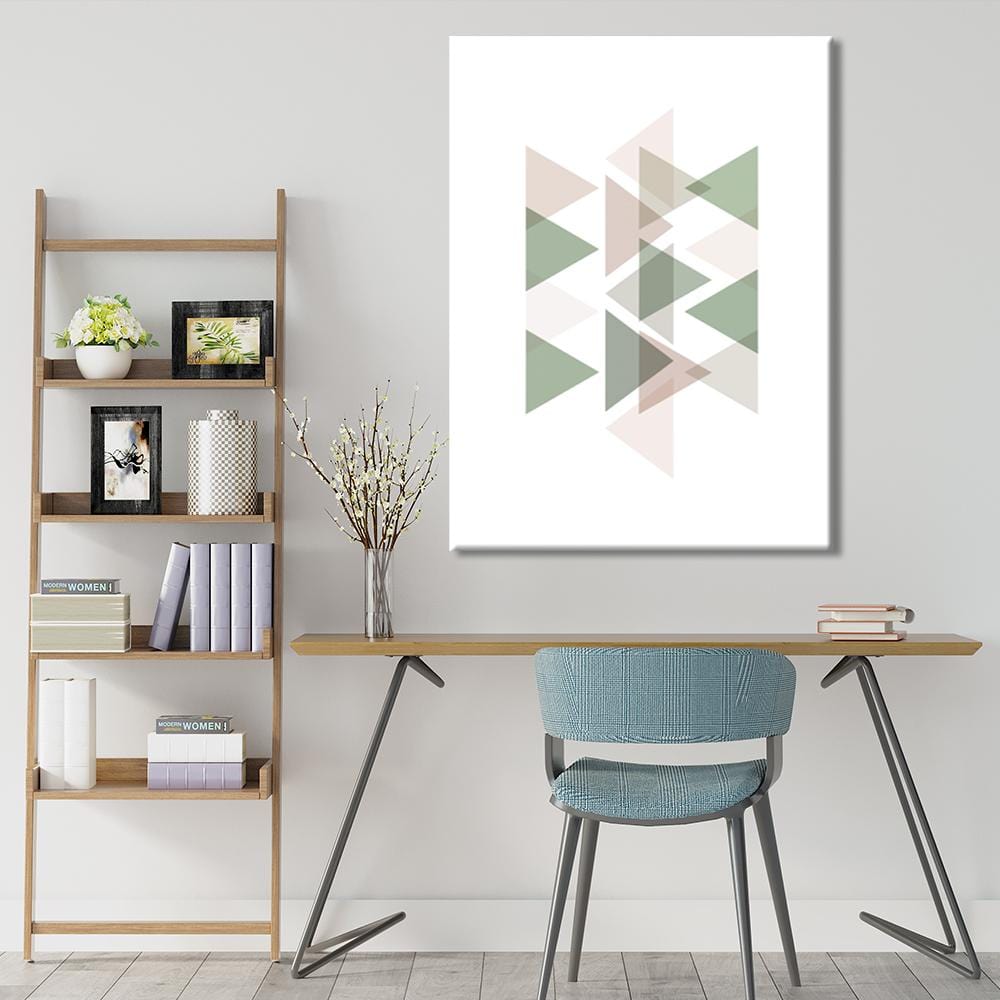 Pastel Triangles Green Canvas