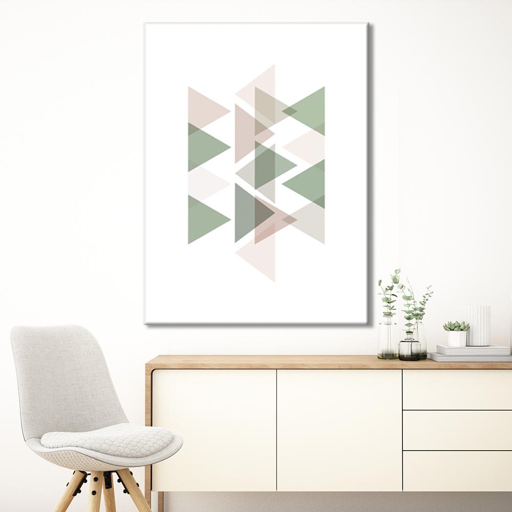 Pastel Triangles Green Canvas