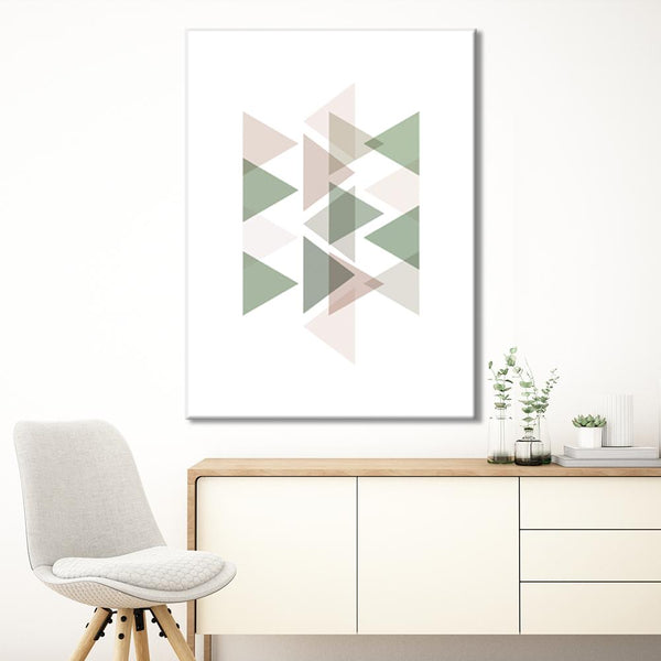 Pastel Triangles Green Canvas