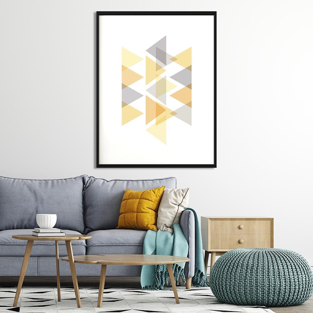 Pastel Triangles Yellow Canvas