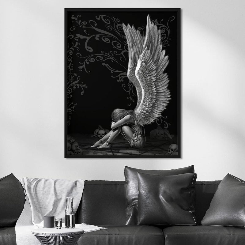 Sad Angel Black Canvas