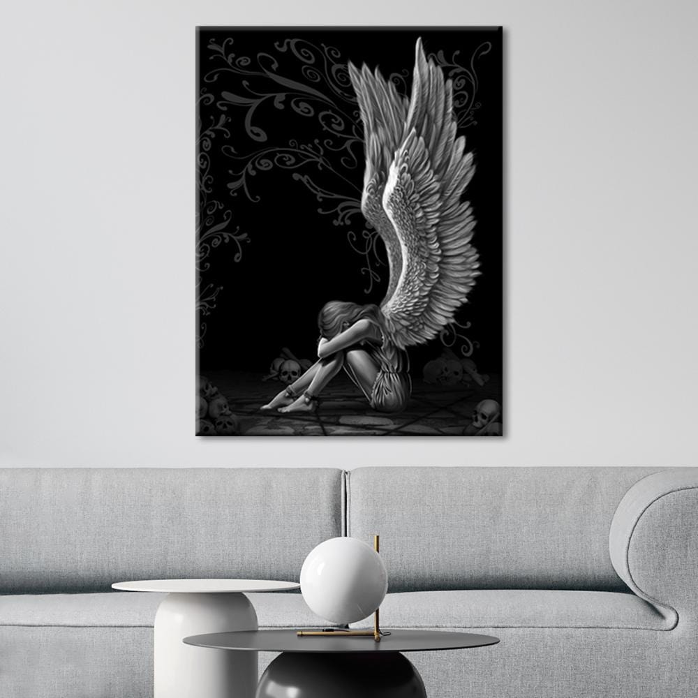 Sad Angel Black Canvas