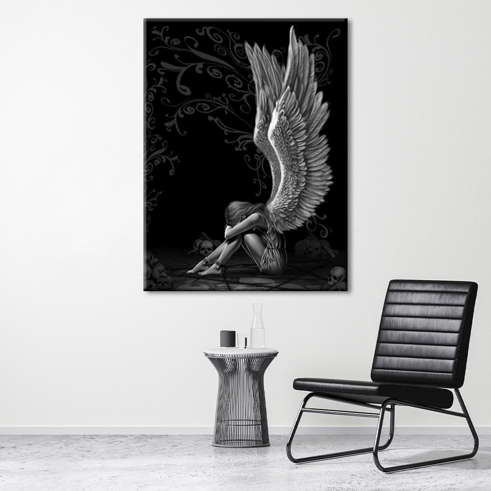 Sad Angel Black Canvas