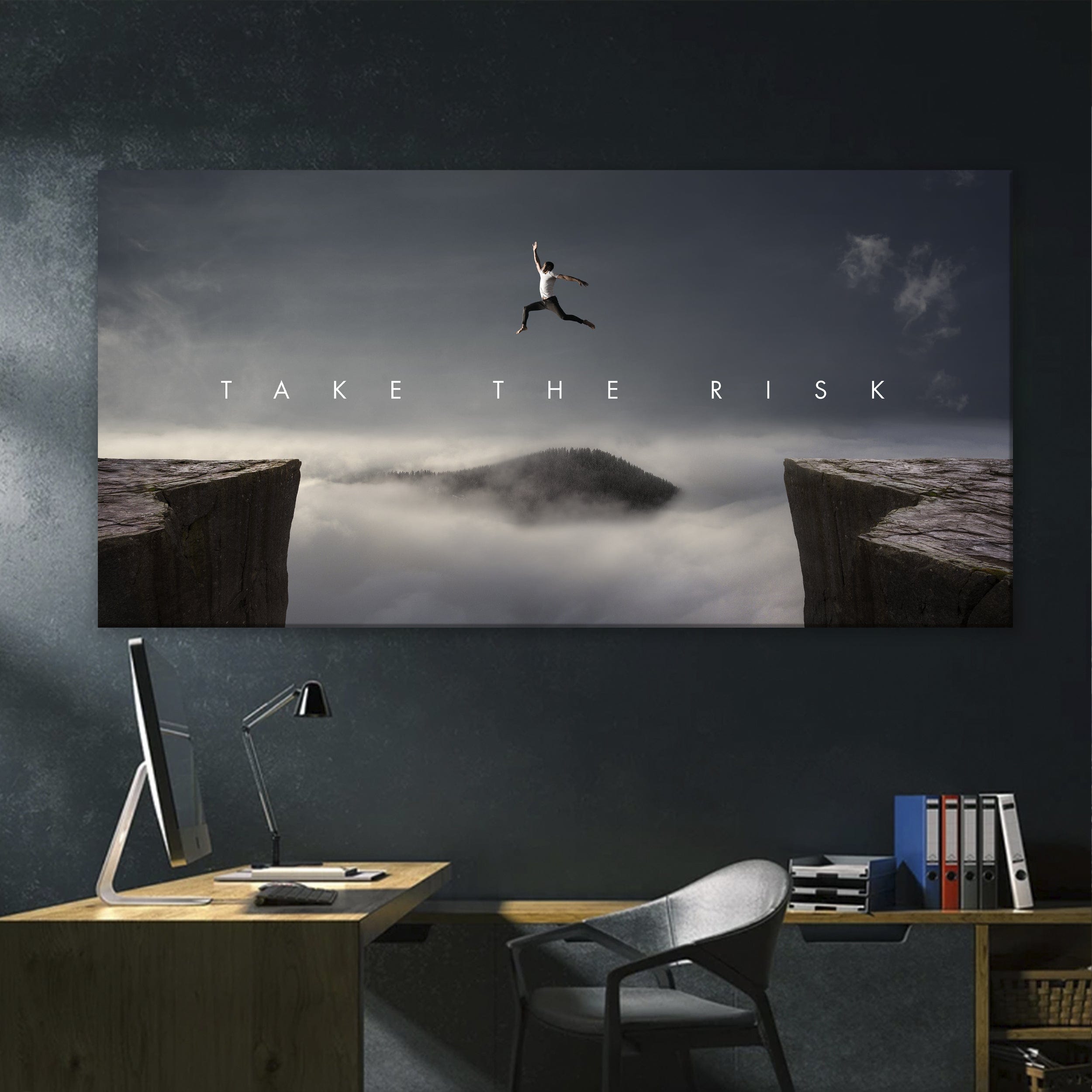 Taking Risks Art Motivational Wall Art Take The Risk - Framed Wall Art Canvas Print ...