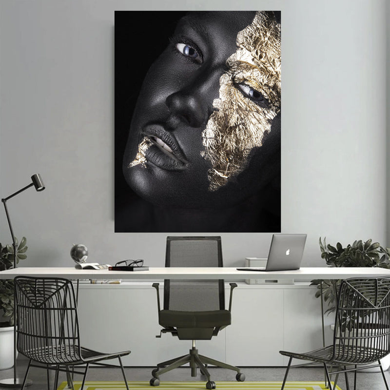 Black & Gold Face Canvas