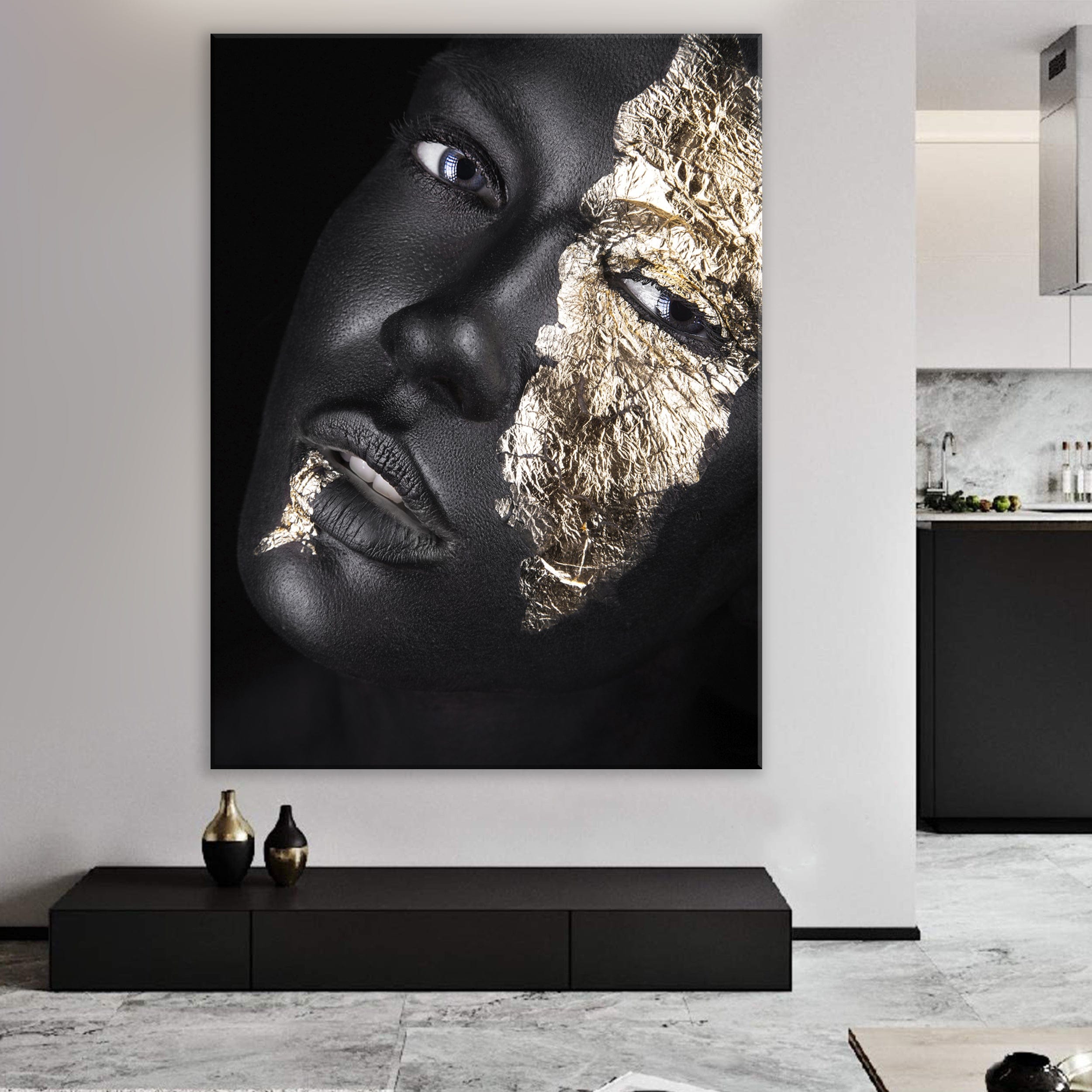 Black & Gold Face Canvas