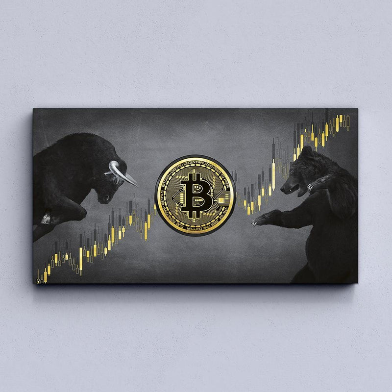 Bitcoin Bull vs Bear Canvas