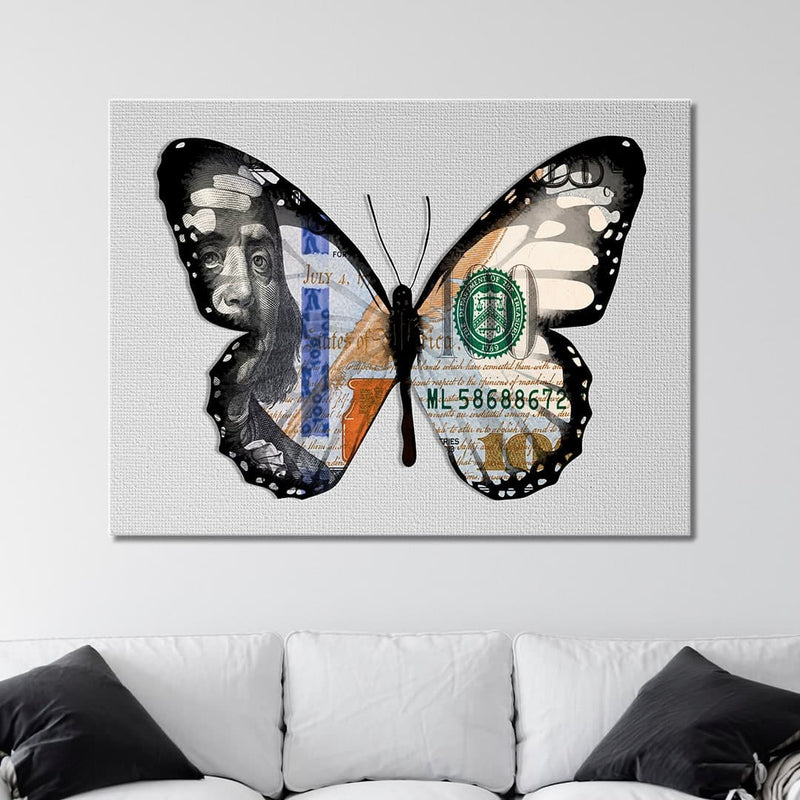 Dollar-Schmetterling, weiße Leinwand