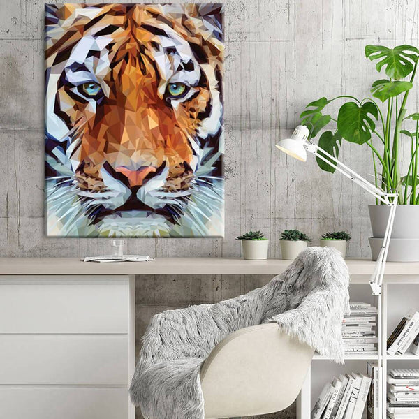 Geometric Strong Tiger Canvas