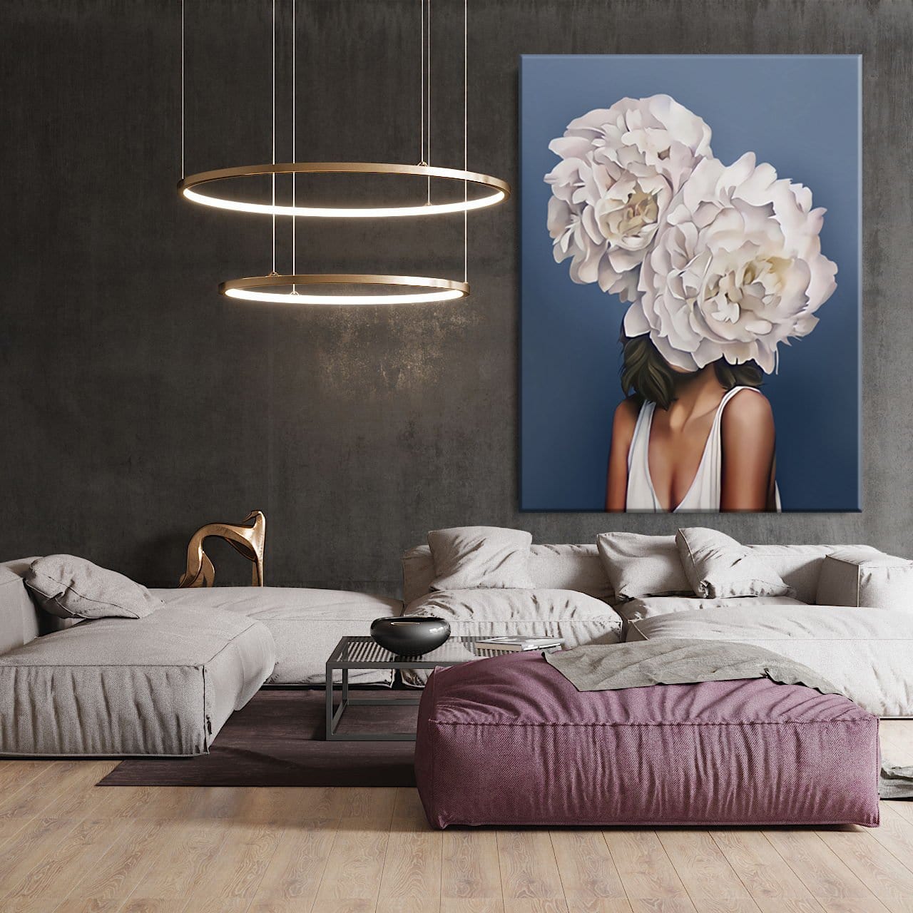 Flower White Girl Canvas