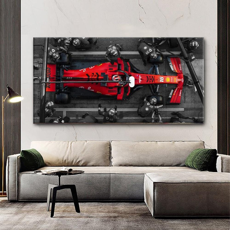 F1 Ferrari Boxenstopp-Leinwand