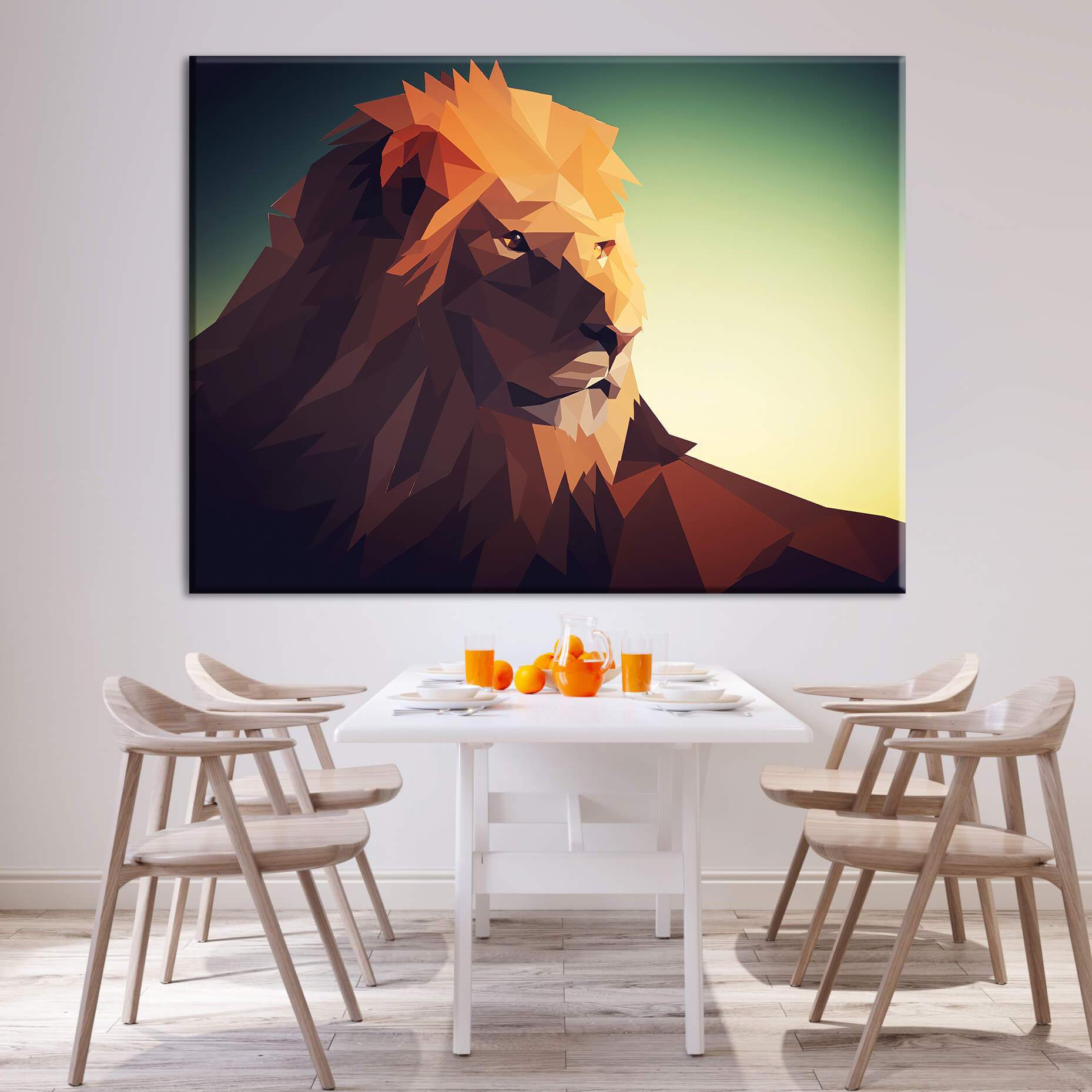 Geometric Lion Canvas