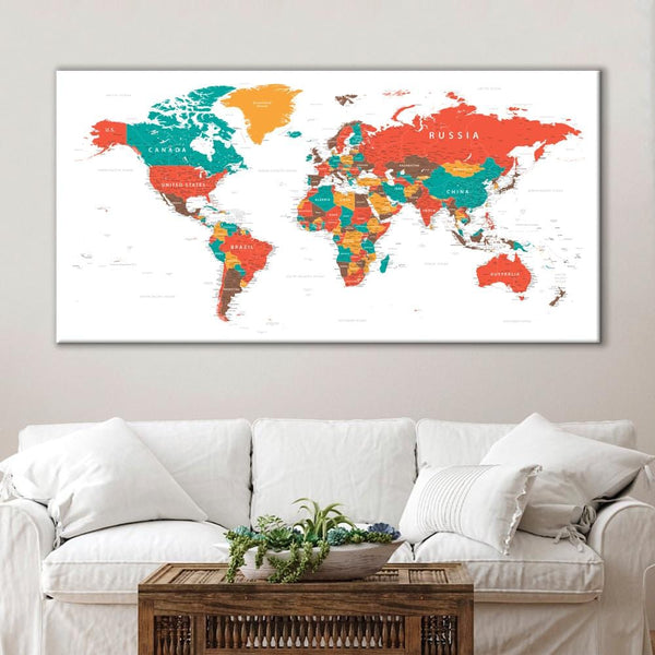 World Map Wall Art | Political Map Canvas Print | Canvas4wall – C4