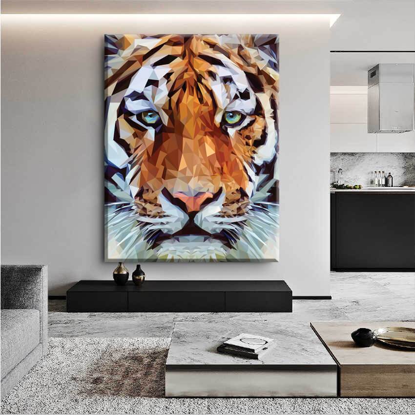 Geometric Strong Tiger Canvas