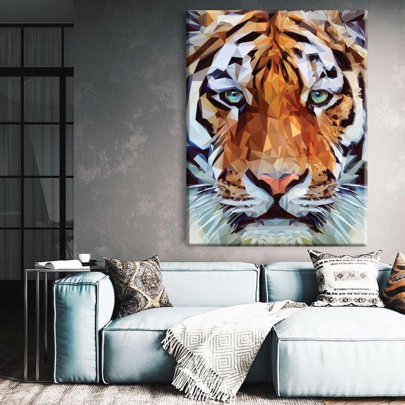 Geometric Strong Tiger Canvas